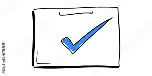 Hand drawn check mark on a paper, representing approval, completion, and validation in a simple and effective way