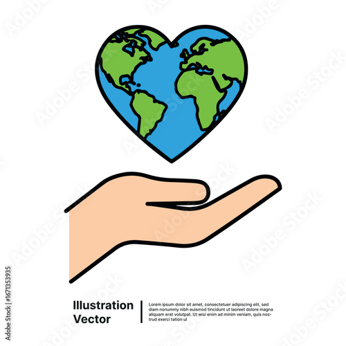 Hand Holding a Heart-Shaped Earth Symbolizing Global Care and Environmental Protection