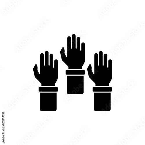 raised hands icon outline editable stroke line drawing eps.