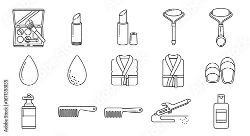 Collection of Beauty and Self-Care Line Art Icons