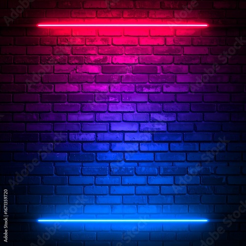 Neon Light Frame on Brick Wall