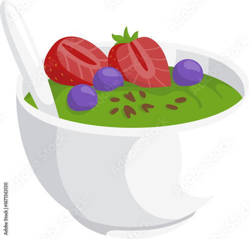 Matcha Bowl Dessert Vector Illustration