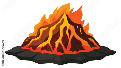 Molten Lava Brush Stroke with Fire Sparks Glowing Effect Vector Illustration