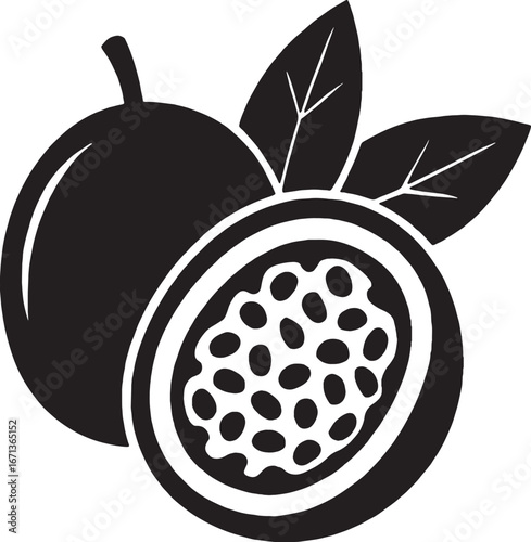 Simple Black and White Passion Fruit Icon