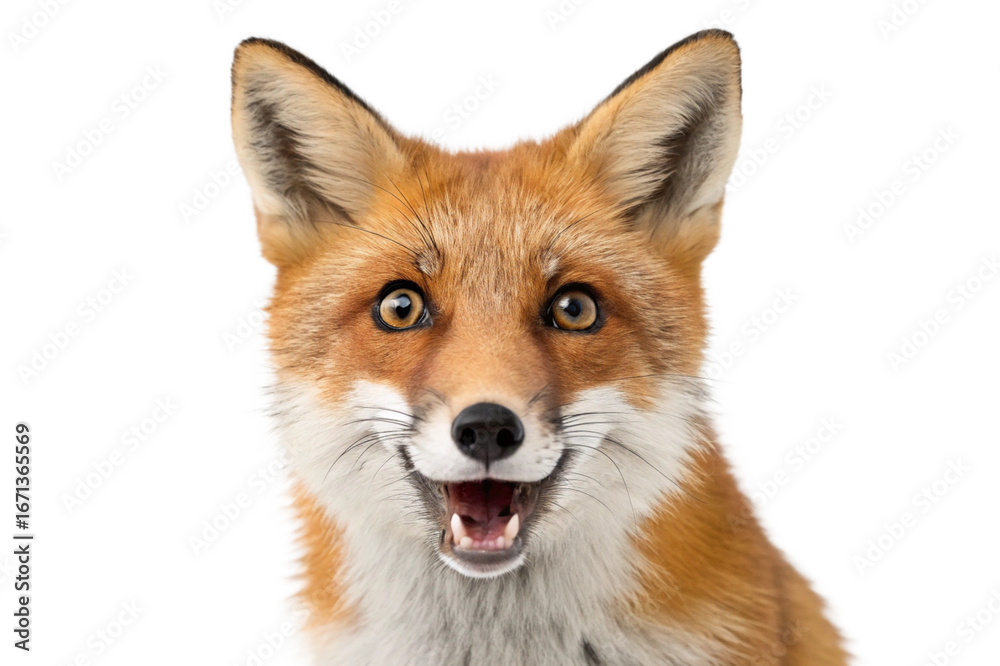 Fototapeta premium Surprised fox isolated on white background