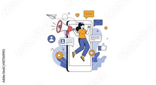 Illustrating digital marketing strategies for business growth and online engagement