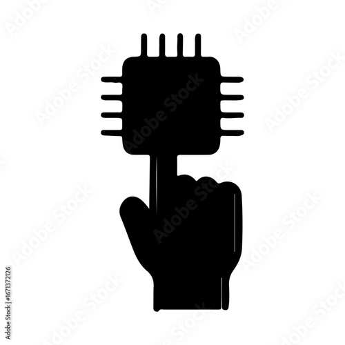 Hand holding a circuit board with pins