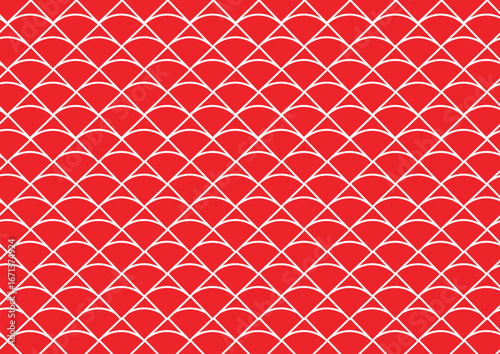Vibrant red fish scale pattern with white outlines — bold, traditional, and perfect for festive, Japanese-inspired, or energetic designs with dynamic, rhythmic texture.