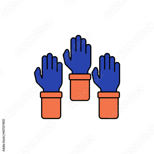 raised hands icon outline editable stroke line drawing eps.