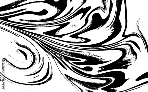 Black swirls on white background marble design.  liquid abstract background with oil painting streaks and watercolor marble