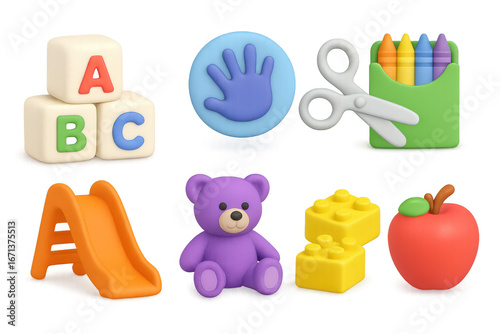 Colorful 3d children’s toys and learning tools for early education