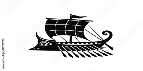 Print   Ancient Greek ship set stencil second variant