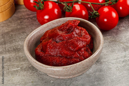 Tableau sur toile Red tomato paste in the bowl