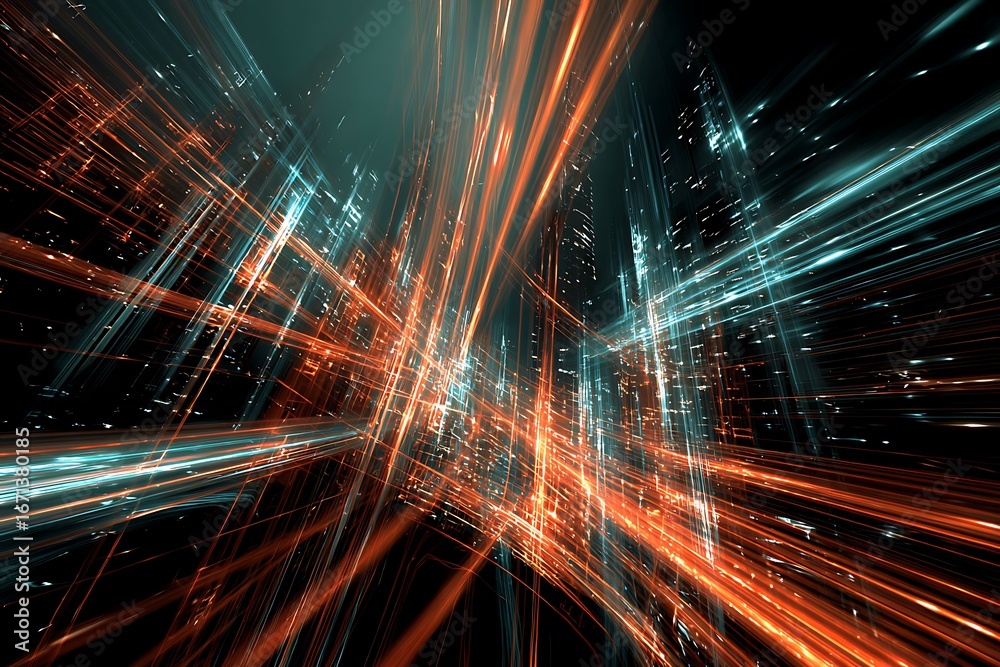 Fototapeta premium Abstract digital cityscape illustration.