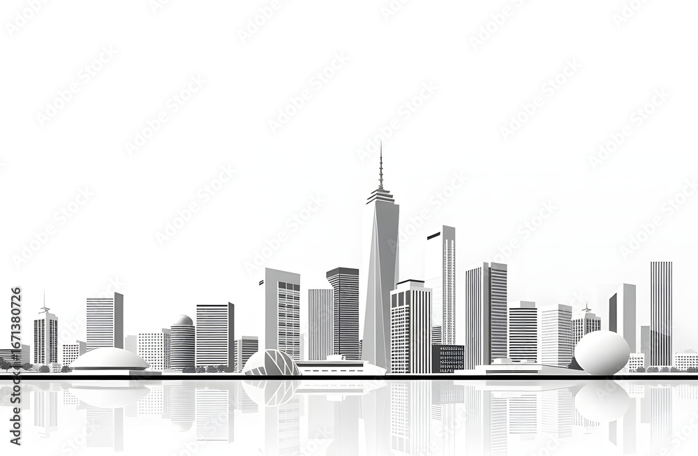 Fototapeta premium High Resolution Minimalist Cityscape Black and White Template