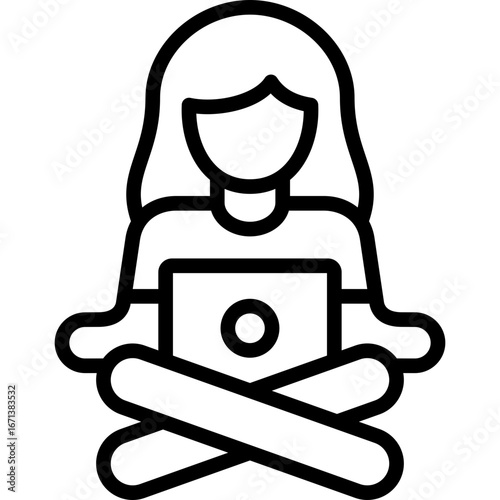 telecommuting icon illustration design with outline