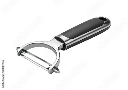 Sleek Modern Vegetable Peeler: Kitchen Tool Detail on white background