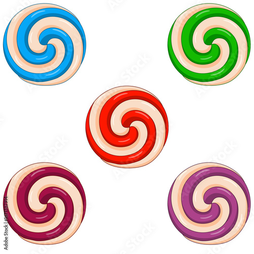 Colorful Swirl Lollipops A Sweet Collection of Candy Illustrations