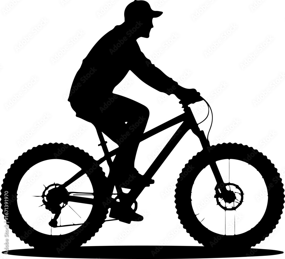 Fototapeta premium Mountain Biker on Suspension Bridge Silhouette