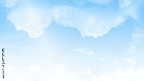 Sky blue or azure sky and clouds is bright white background. Everything lies above surface atmosphere outer space is sky.