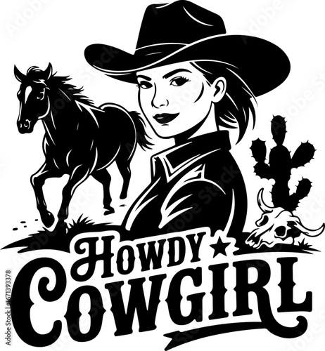 Cowgirl and Equestrian Horse Silhouettes"