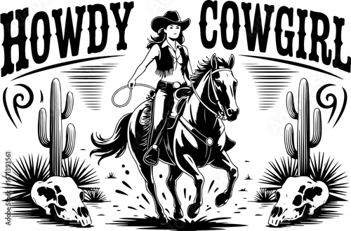 Cowgirl and Equestrian Horse Silhouettes"