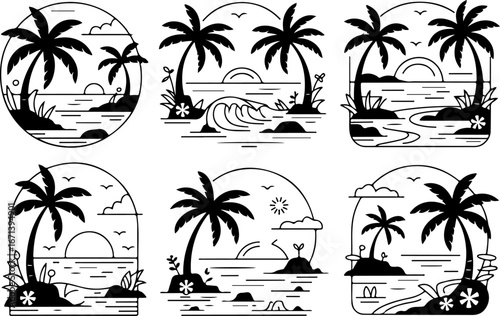"Beach and Summer Vacation Icon Set"