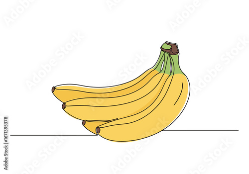 Vibrant bunch of yellow bananas with clean lines, perfect for healthy eating and lifestyle content