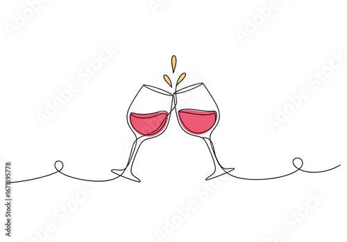 Cheers to celebration two wine glasses clinking with splashes of joy and festive spirit