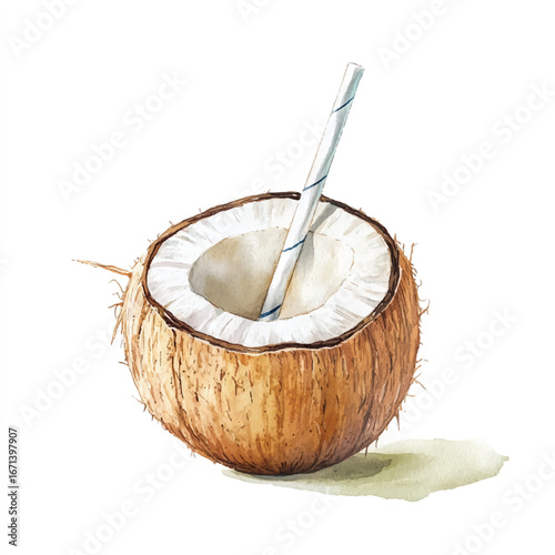a cute Fresh coconut water served