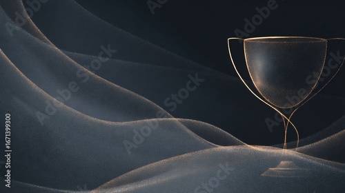 Luxury congratulations card abstract trophy outline metallic texture dark gradient background minimalist prestige look no people