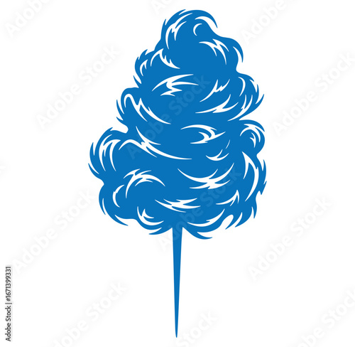 Stylized blue cotton candy illustration with white swirls for creative designs and projects