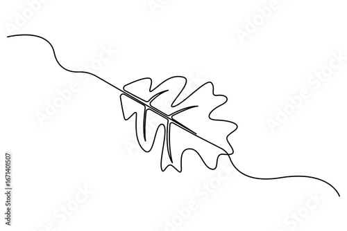 Leaf symbol continuous one line drawing vector minimalist outline art illustration on white background

