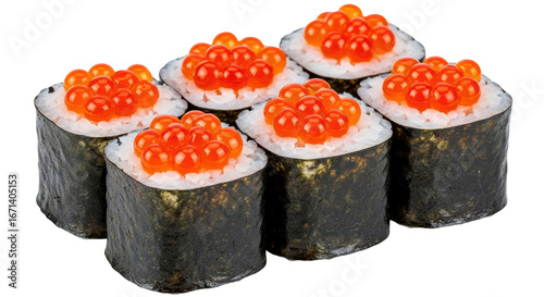 Isolated Ikura Sushi Rolls
