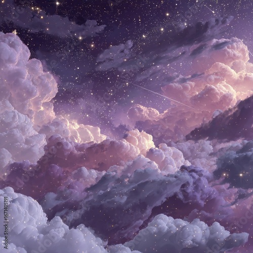 Purple, starry cloudscape