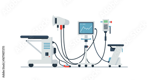 Modern medical equipment set on white background