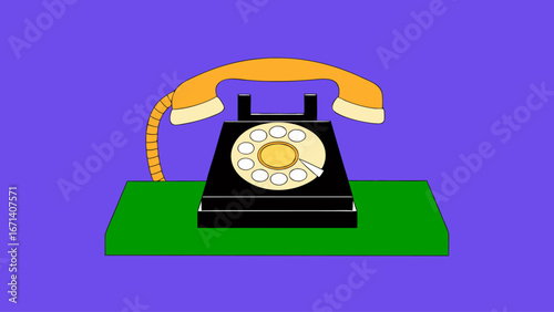 vector-of-a-black-rotary-dial-phone--isolated-on-w