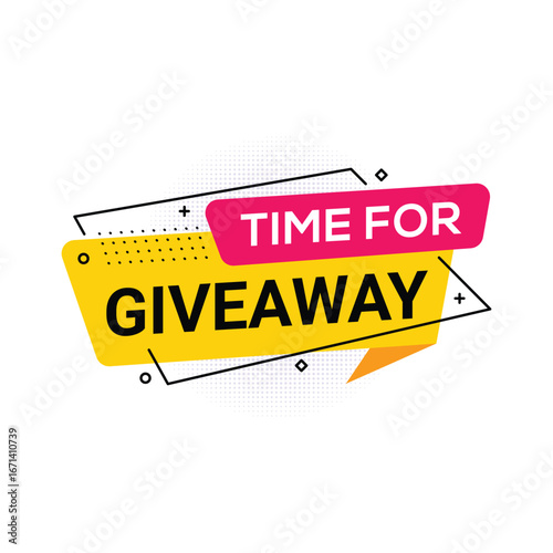 Time for Giveaway Banner with Modern Geometric Design. Giveaway time banner template illustration