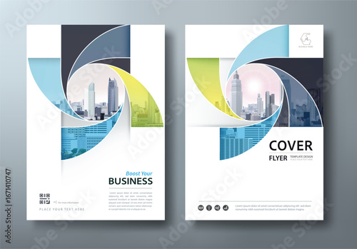 Green and blue Annual report brochure flyer design template vector, Leaflet, presentation book cover templates, layout in A4 size