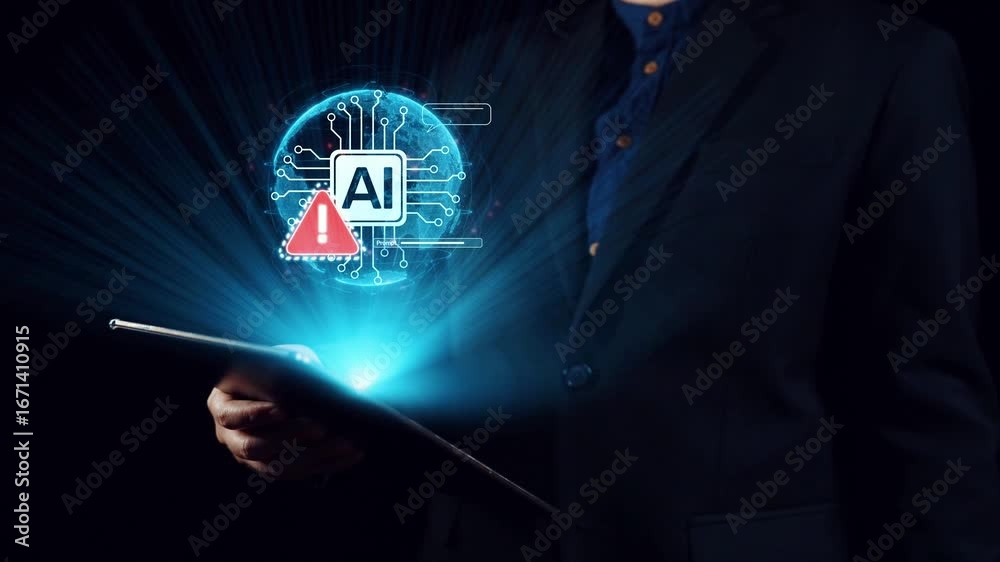 Stockvideo AI interface showing prompt error warning and system alert ...