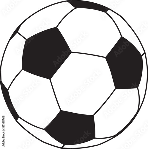 A simple illustration of a classic black and white soccer ball.