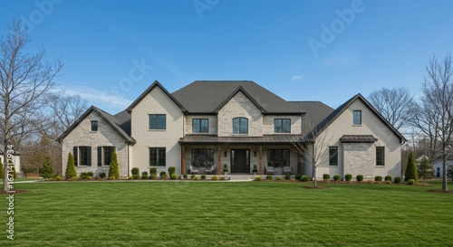 Wallpaper Mural A large, two-story modern traditional home on a green lawn. Torontodigital.ca