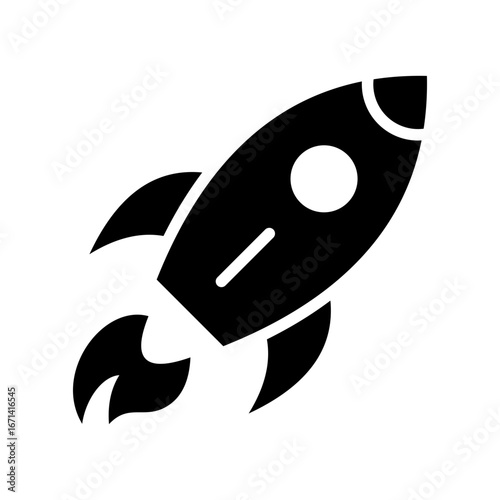 Rocket Icon Vector Illustration Glyph Version