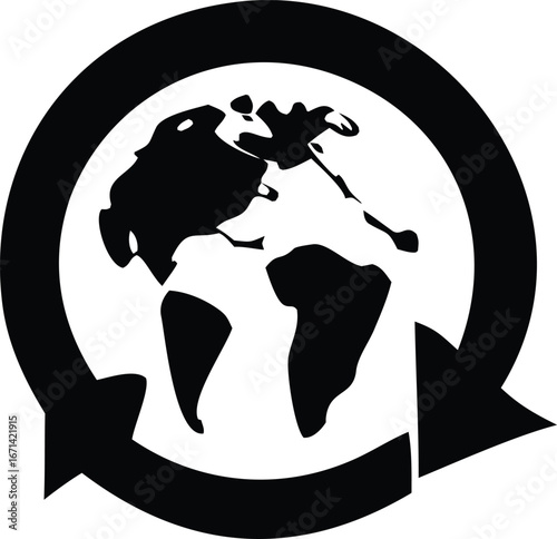 Recycling earth globe icon simple graphic representing global environmental sustainability and eco-friendly cycles