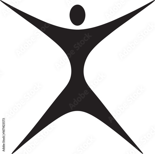 Abstract Silhouette of a Person Stretching Out Limbs in an Exaggerated X Shape Symbolizing Freedom and Expression Through Movement