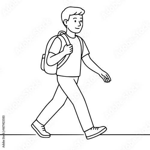 boy goes to school, vector illustration