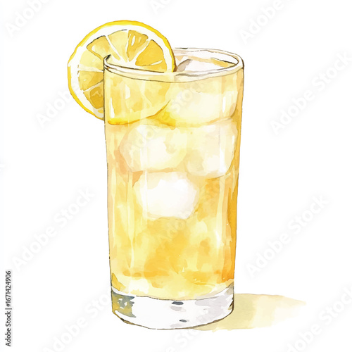 a cute Ginger ale in a tall glass with lemon slice