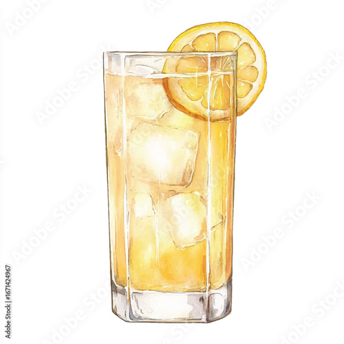 a cute Ginger ale in a tall glass with lemon slice