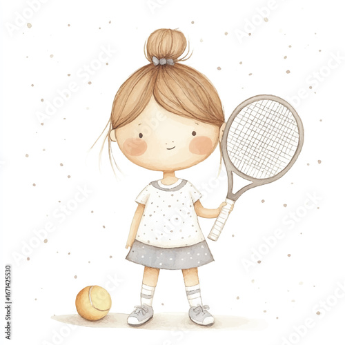 a cute girl holding a tennis racket