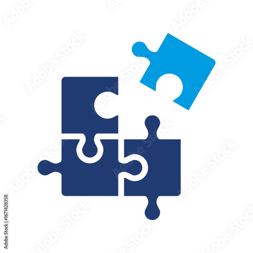 Puzzle Icon Vector Illustration Blue Version